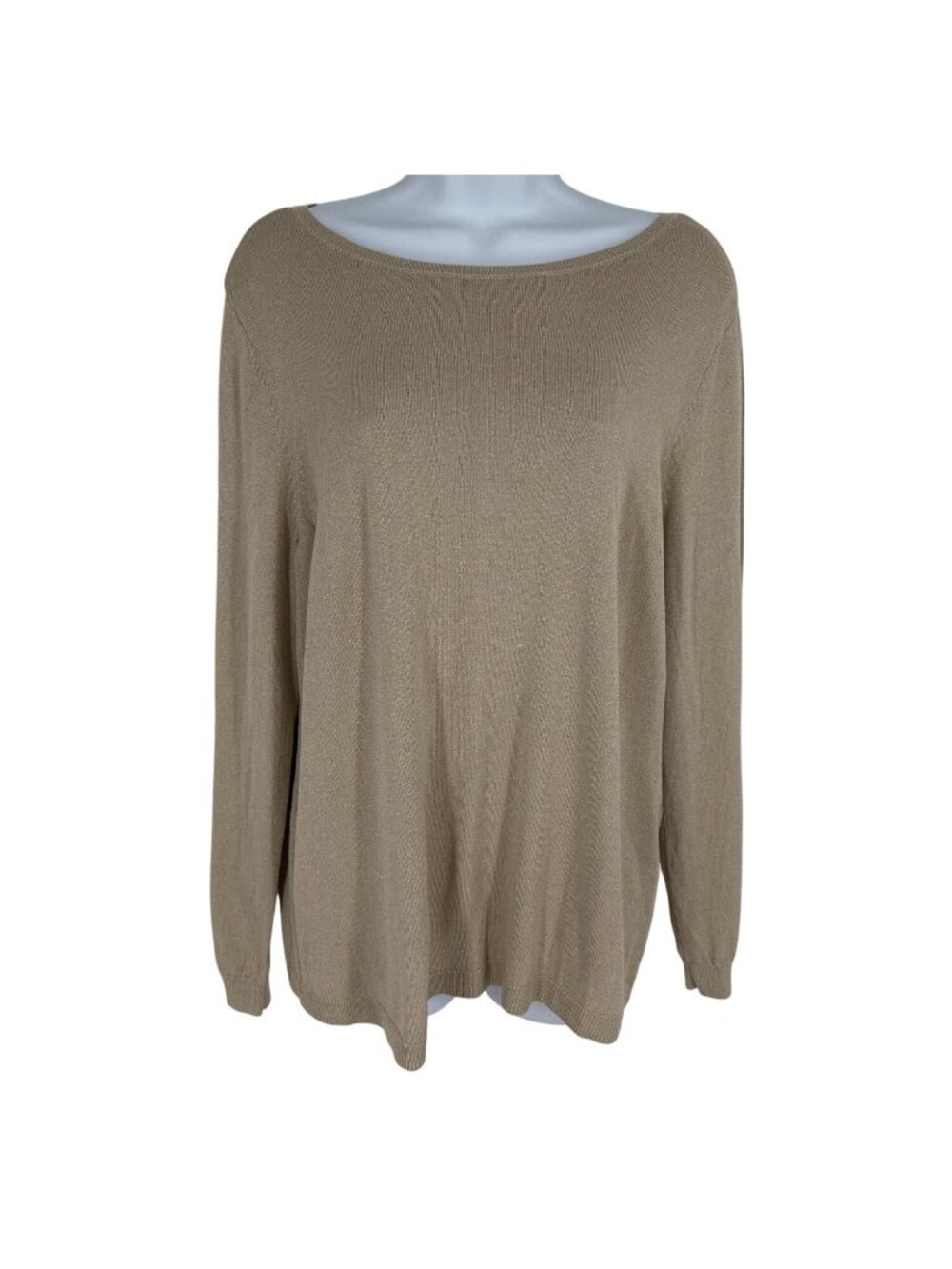 Chicos Beige Metallic Long Sleeve Lightweight Sweater Women's Size 2 US L